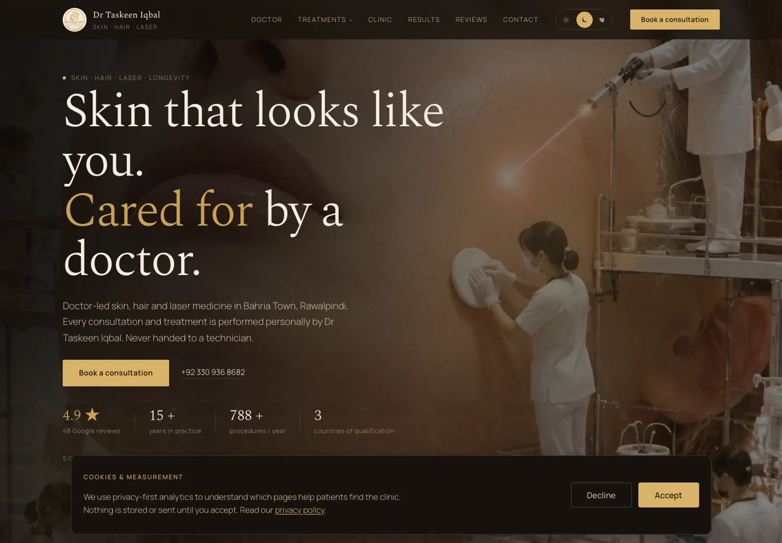 Dr Taskeen Iqbal homepage, captured 16 September 2026